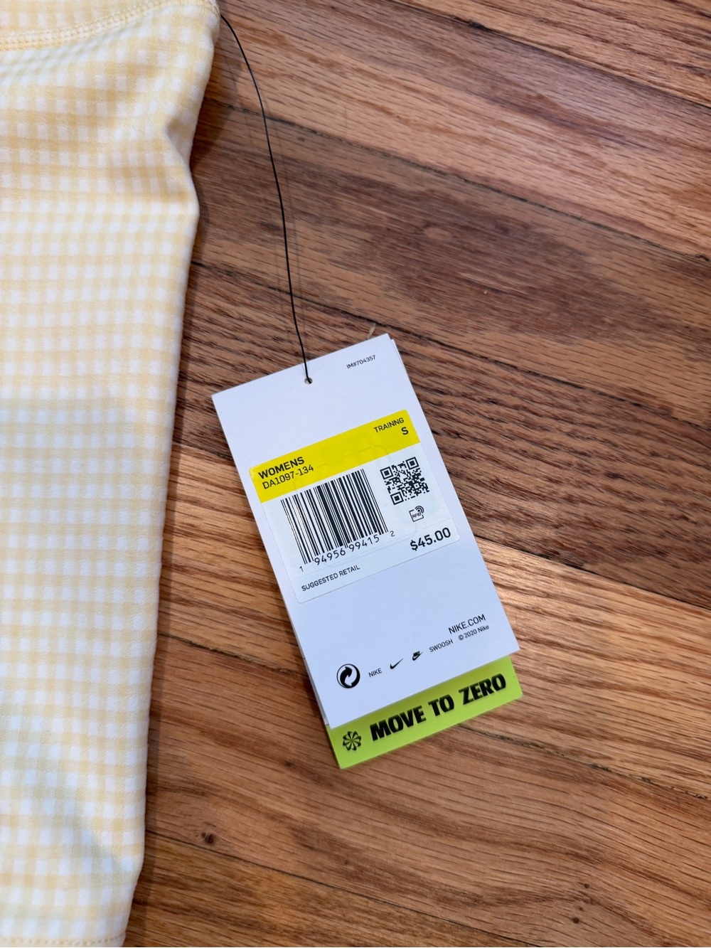Nike Yellow Gingham Cross-Back Crop Top & High-Waist Shorts Set - Picture 5 of 15